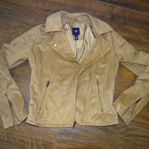 Gap Tan Faux suede moto jacket